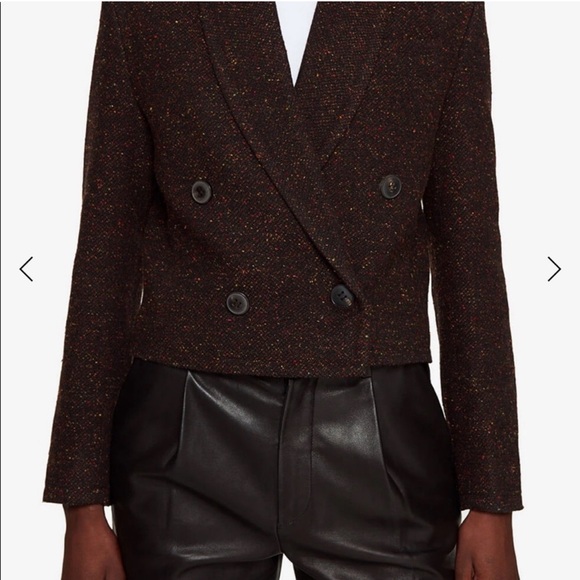 ANINE BING bouclé tweed double breasted cropped blazer Size Medium - Picture 6 of 8